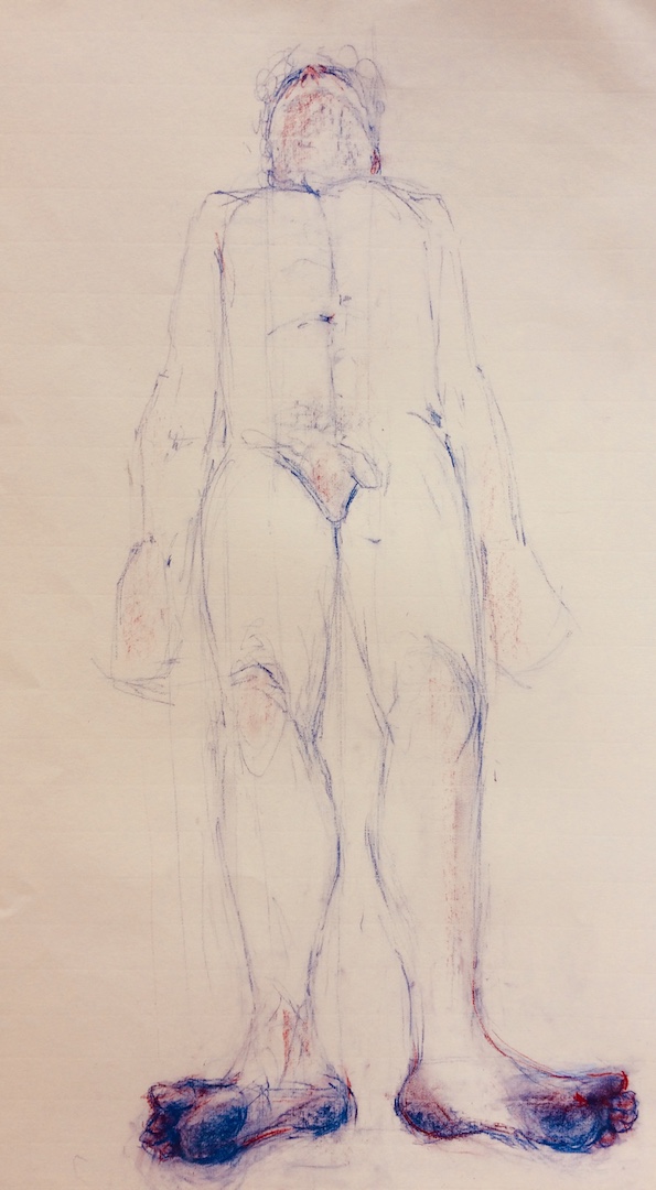 After Ron Mueck. 2018. 50/70cm. Conte on Paper. Life drawing Norwich Beccles