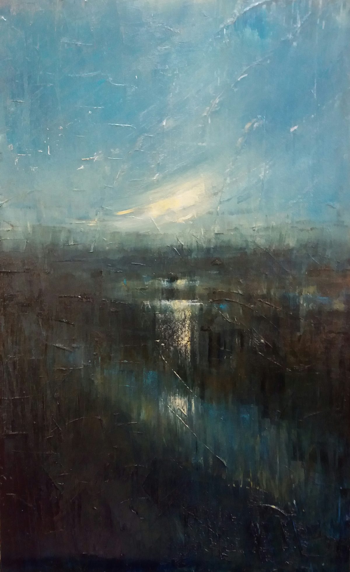 Sunset Over the Marsh. Oil on Canvas. 50/80cm. oil painting. Landscape painting. Geldeston, waveney Valley